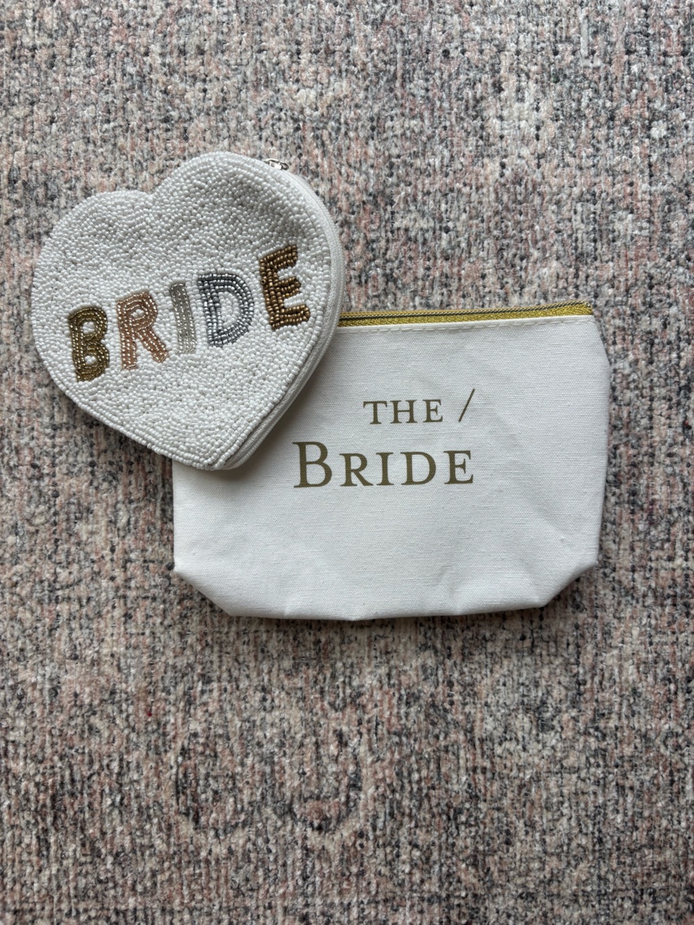 Bride Canvas Zip Pouch and Beaded Heart Coin Purse